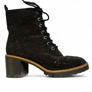 INC International Concepts Black Lace Up Boots With Chunky Heel Women's Size 6M